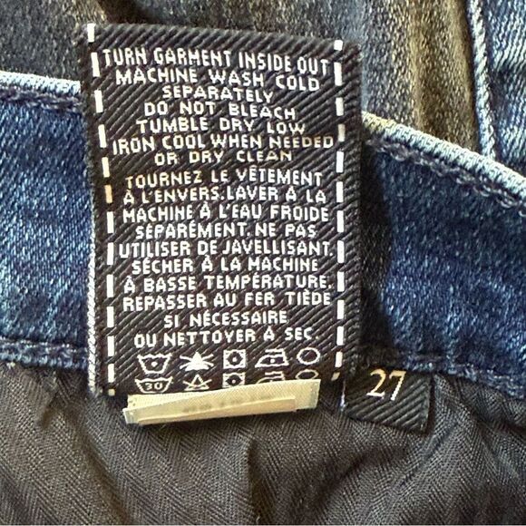 7 For Mankind The Ankle Super Skinny Jean Two Tone Mid-Rise Blue/Black 27 - Picture 8 of 10